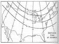 Dosah pol�rn� z��e - Linie Kp indexu pro Severn� Ameriku